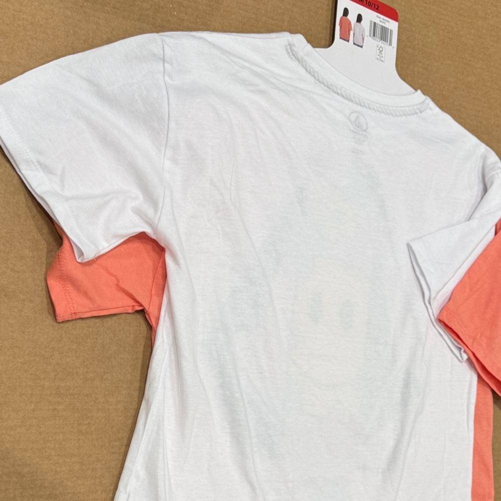 NWT Volcom 2pk Butterfly & Graphic Kids T-Shirts - Coral/White size youth M10/12 - Picture 7 of 7